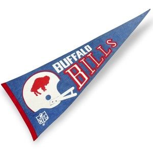 VINTAGE 1960s NFL Buffalo Bills Felt Cloth Football Pennant 30"L x 12"W  Blue